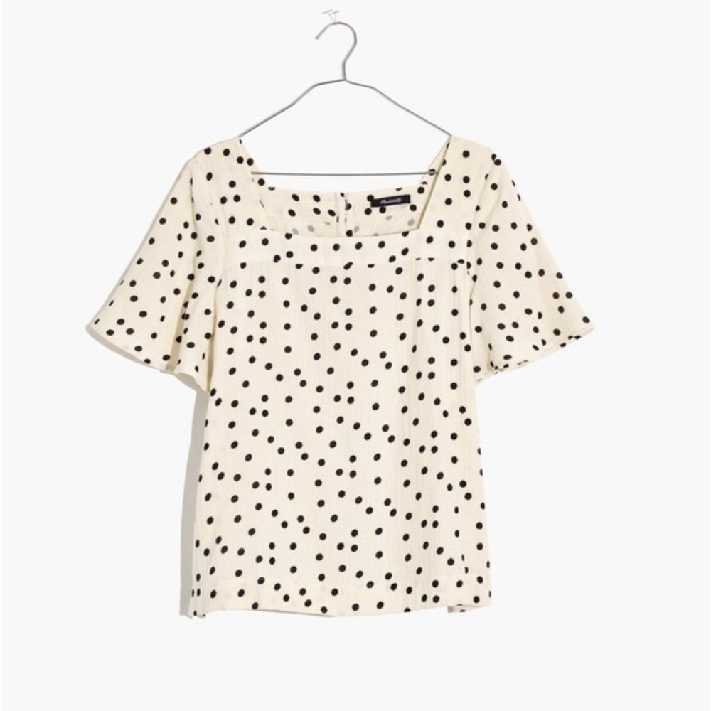 Madewell Cream Polka Dot Square-Neck Blouse